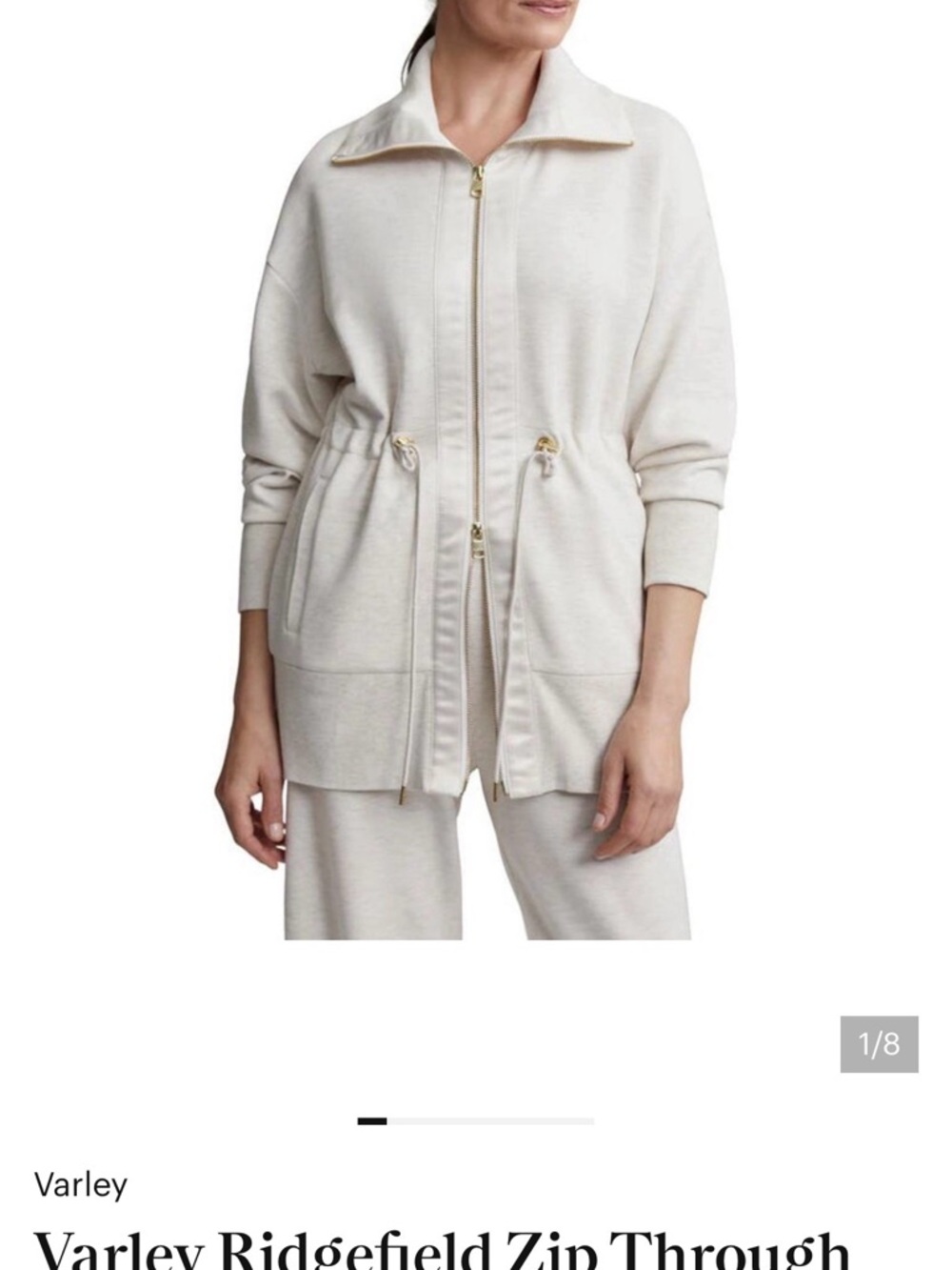 Varley Off-White Zip-Front Drawstring Jacket - Picture 3 of 7